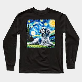 Starry English Setter Dog Portrait - Pet Portrait Long Sleeve T-Shirt